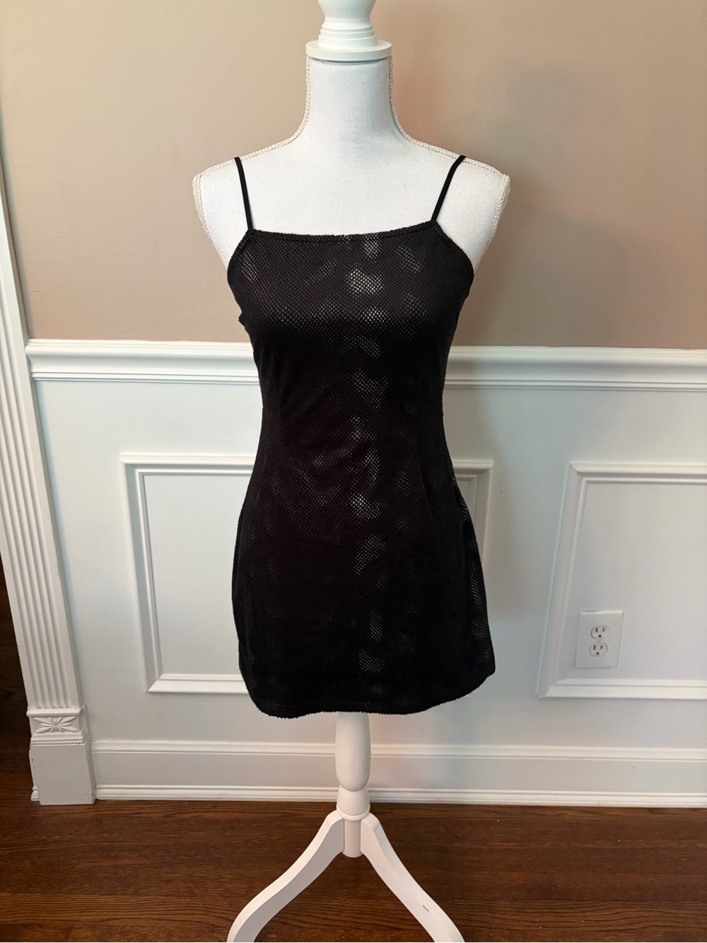 Urban Outfitters Black Mesh Slip Mini Dress